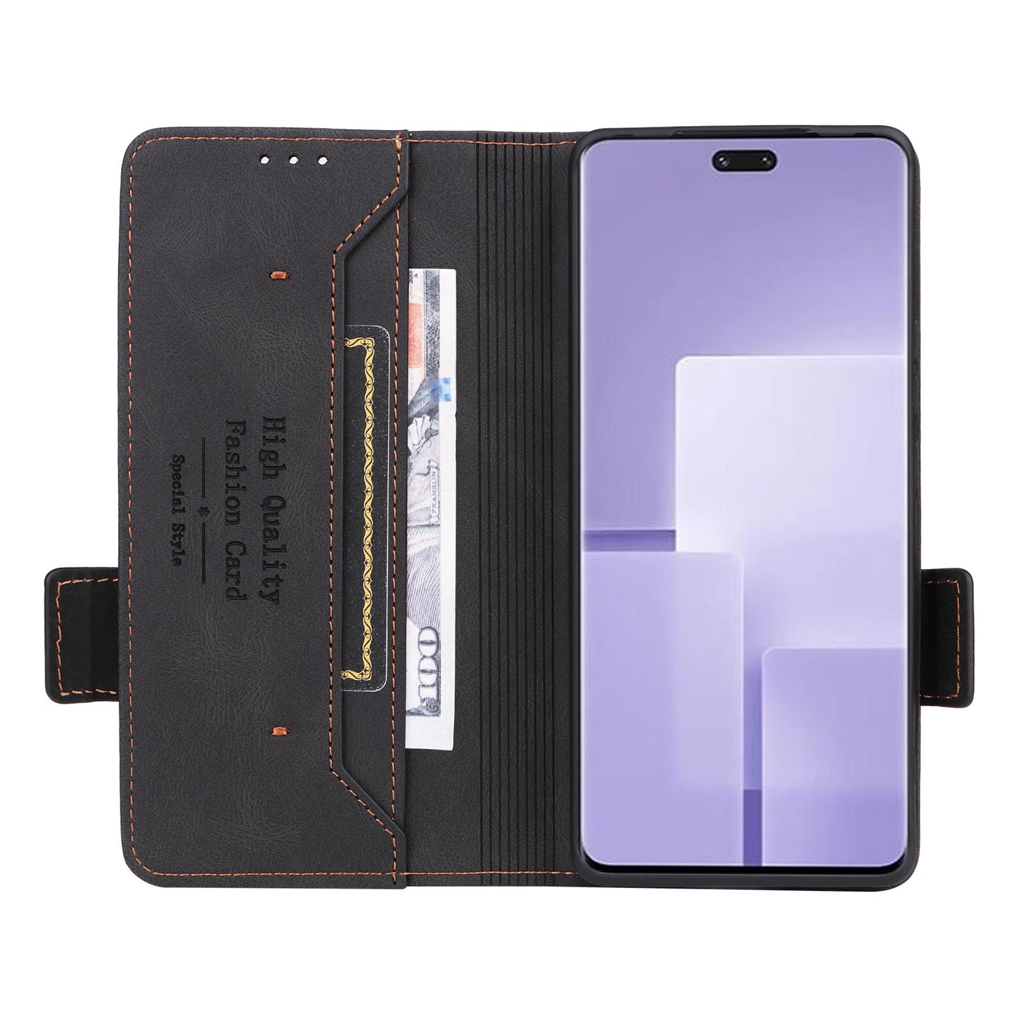 Uniqkart for Xiaomi Civi 3 5G Hardware Decor PU Leather Phone Case Stand Phone Wallet Cover - Black