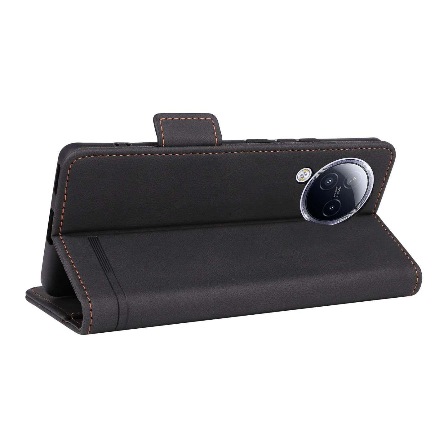 Uniqkart for Xiaomi Civi 3 5G Hardware Decor PU Leather Phone Case Stand Phone Wallet Cover - Black