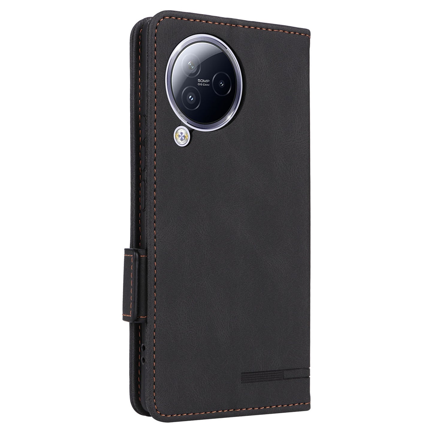 Uniqkart for Xiaomi Civi 3 5G Hardware Decor PU Leather Phone Case Stand Phone Wallet Cover - Black
