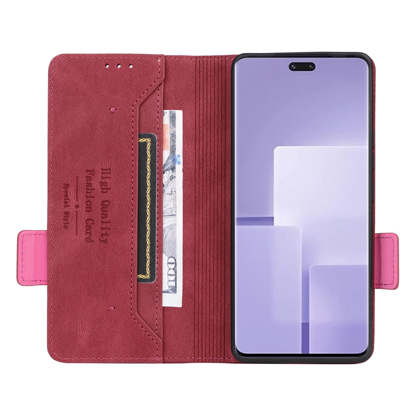 Uniqkart for Xiaomi Civi 3 5G Hardware Decor PU Leather Phone Case Stand Phone Wallet Cover - Rose