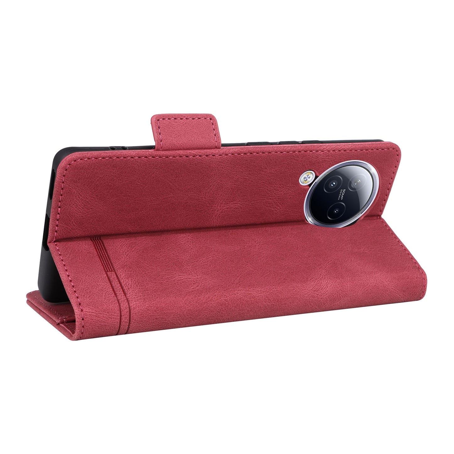 Uniqkart for Xiaomi Civi 3 5G Hardware Decor PU Leather Phone Case Stand Phone Wallet Cover - Rose