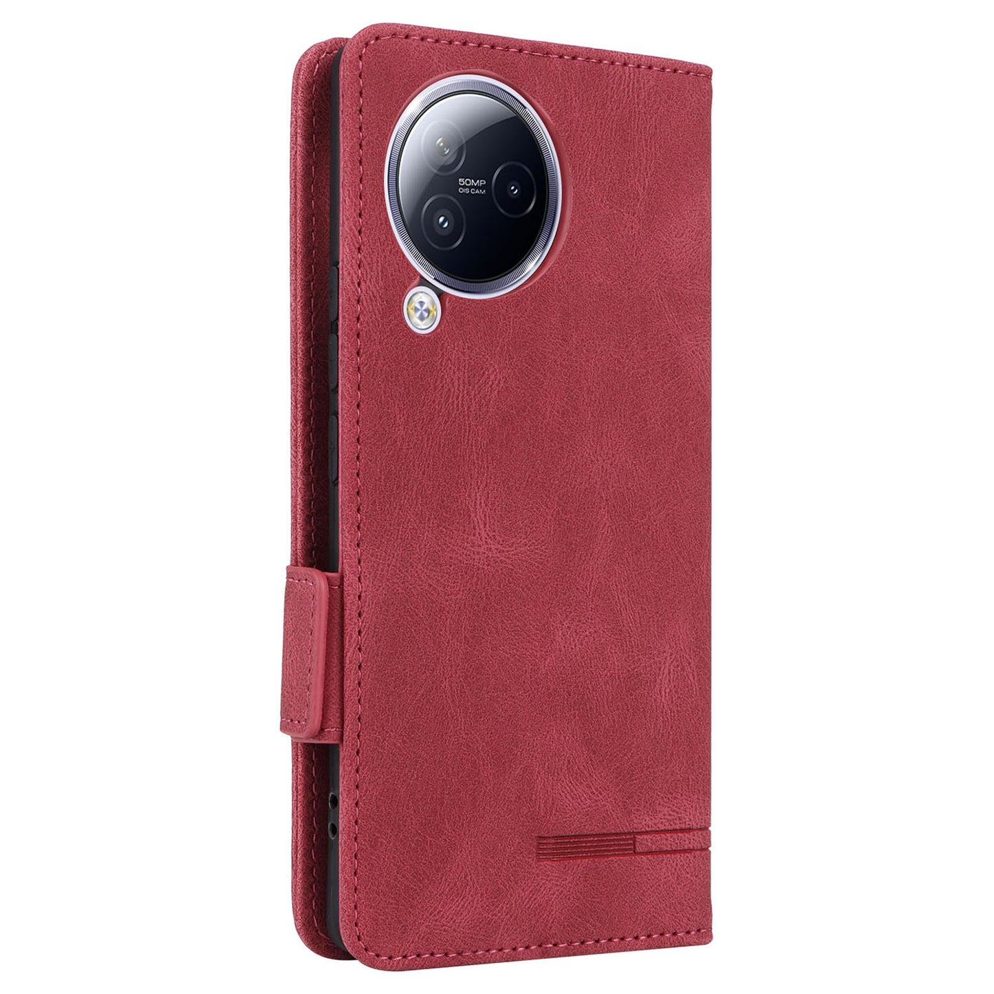 Uniqkart for Xiaomi Civi 3 5G Hardware Decor PU Leather Phone Case Stand Phone Wallet Cover - Rose