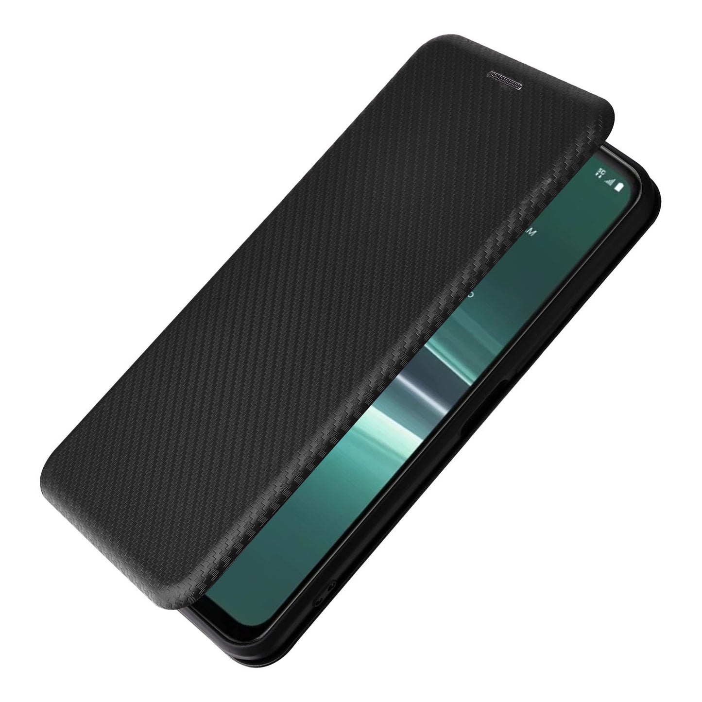 Uniqkart for HTC U23 Pro 5G Phone Stand Case Carbon Fiber Texture Leather Cover with Card Slot - Black