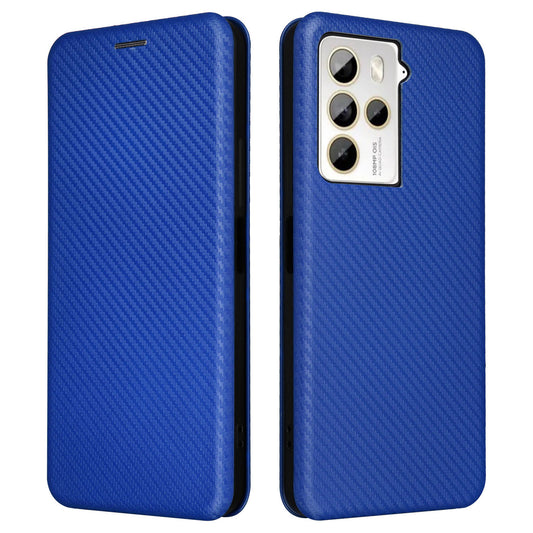 Uniqkart for HTC U23 Pro 5G Phone Stand Case Carbon Fiber Texture Leather Cover with Card Slot - Blue
