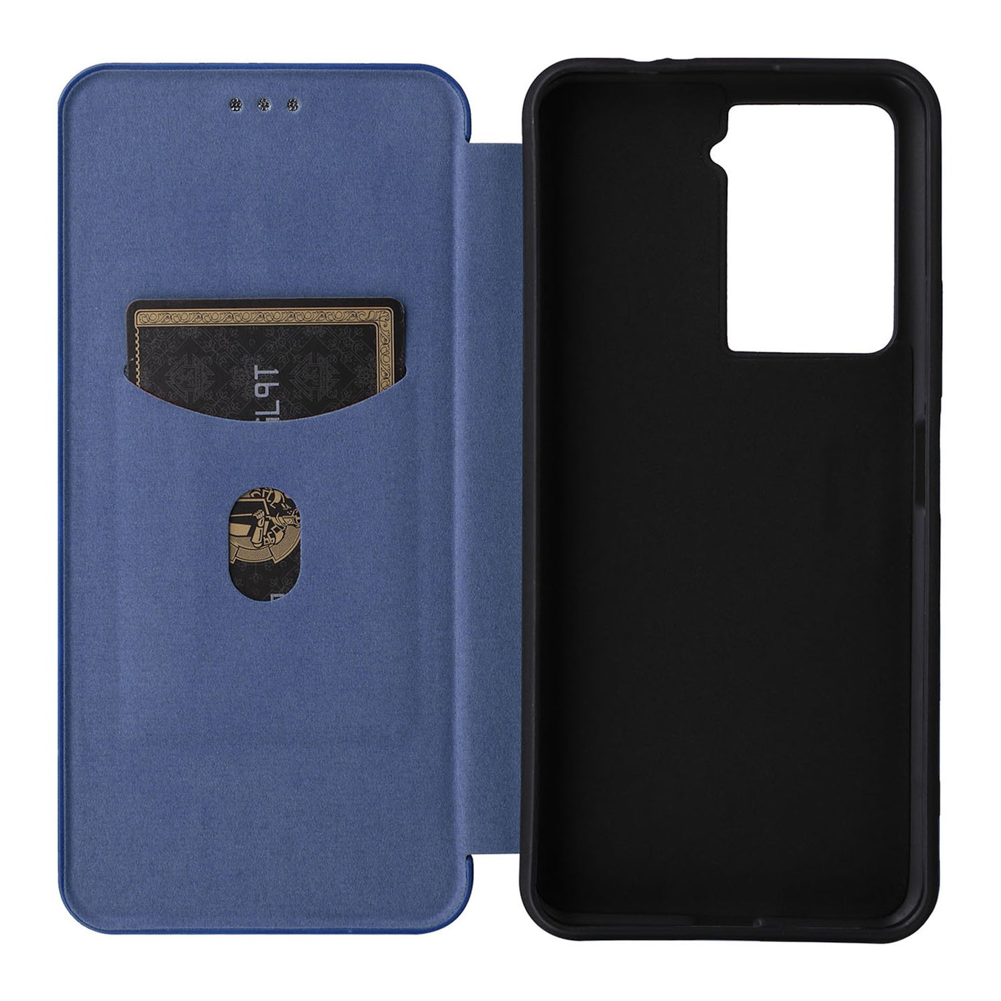 Uniqkart for HTC U23 Pro 5G Phone Stand Case Carbon Fiber Texture Leather Cover with Card Slot - Blue