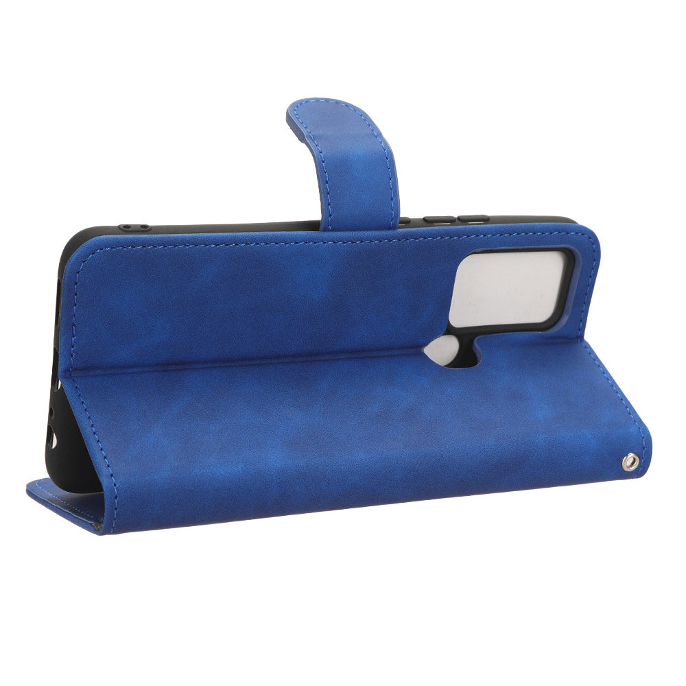 PU Leather Phone Wallet Case for Oukitel C33 , Skin-touch Stand Anti-drop Phone Cover - Blue