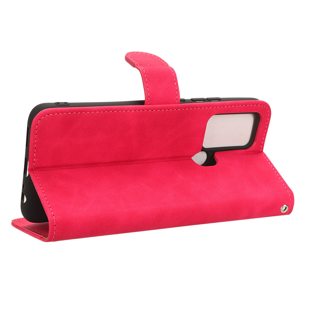 PU Leather Phone Wallet Case for Oukitel C33 , Skin-touch Stand Anti-drop Phone Cover - Rose