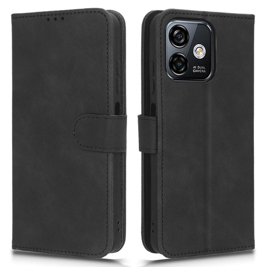 Uniqkart for Ulefone Note 16 Pro Stand Wallet Cell Phone Case Skin-touch PU Leather + TPU Phone Cover - Black