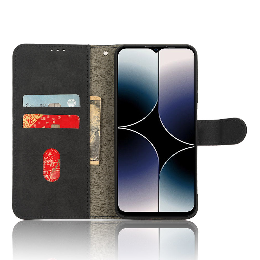 Uniqkart for Ulefone Note 16 Pro Stand Wallet Cell Phone Case Skin-touch PU Leather + TPU Phone Cover - Black
