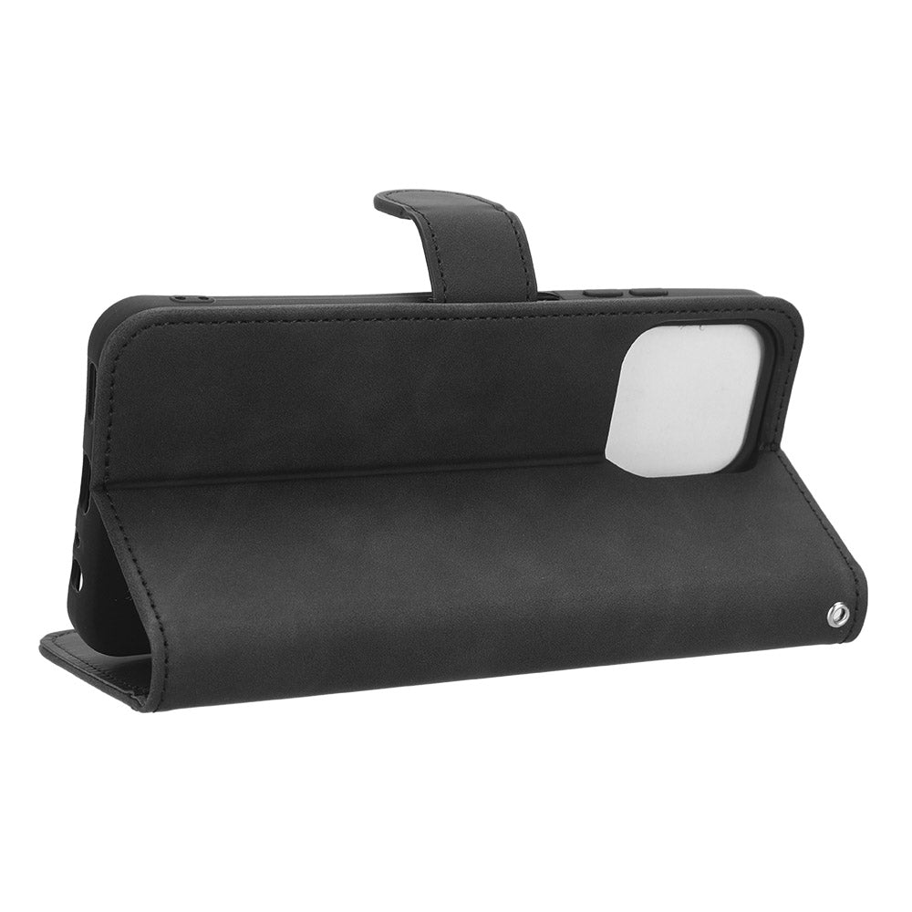 Uniqkart for Ulefone Note 16 Pro Stand Wallet Cell Phone Case Skin-touch PU Leather + TPU Phone Cover - Black