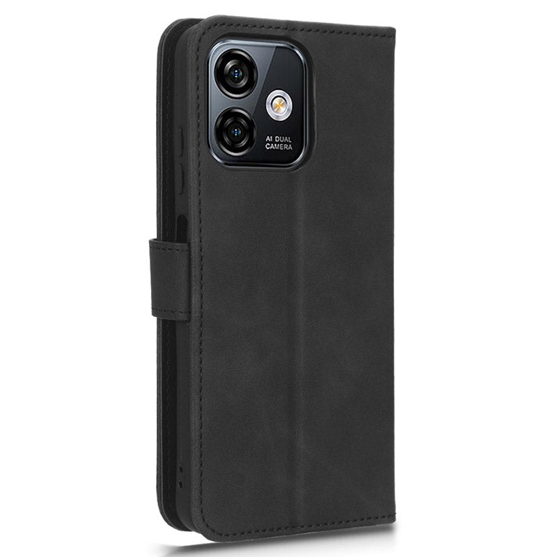 Uniqkart for Ulefone Note 16 Pro Stand Wallet Cell Phone Case Skin-touch PU Leather + TPU Phone Cover - Black