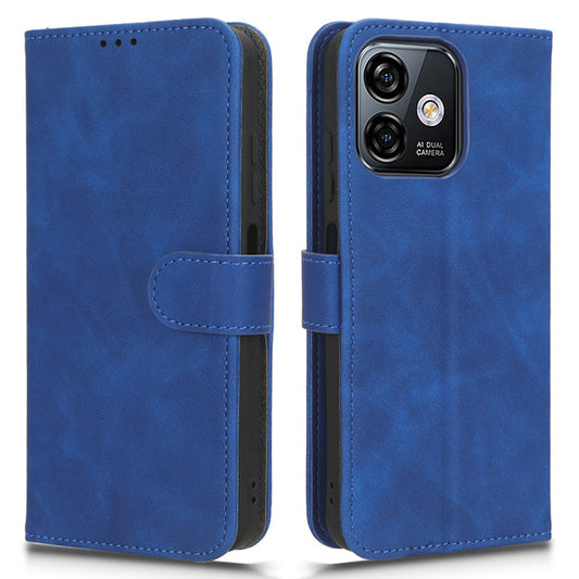 Uniqkart for Ulefone Note 16 Pro Stand Wallet Cell Phone Case Skin-touch PU Leather + TPU Phone Cover - Blue
