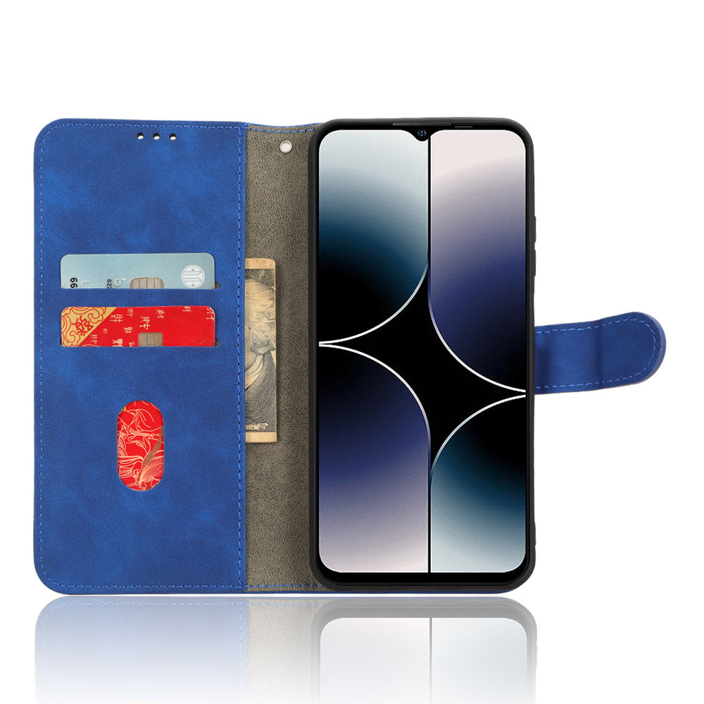 Uniqkart for Ulefone Note 16 Pro Stand Wallet Cell Phone Case Skin-touch PU Leather + TPU Phone Cover - Blue