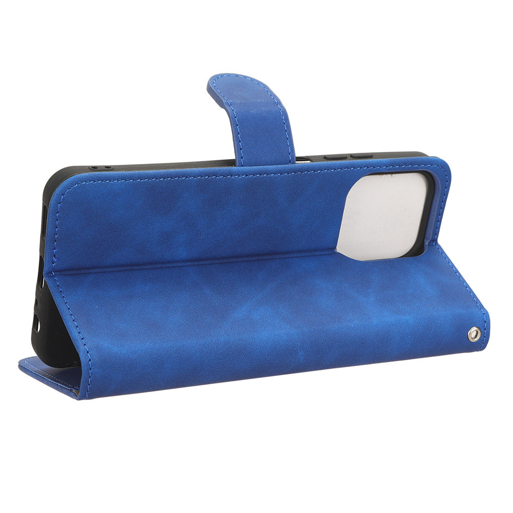 Uniqkart for Ulefone Note 16 Pro Stand Wallet Cell Phone Case Skin-touch PU Leather + TPU Phone Cover - Blue