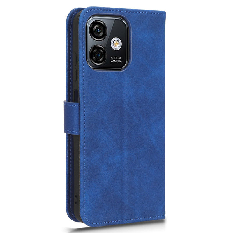 Uniqkart for Ulefone Note 16 Pro Stand Wallet Cell Phone Case Skin-touch PU Leather + TPU Phone Cover - Blue