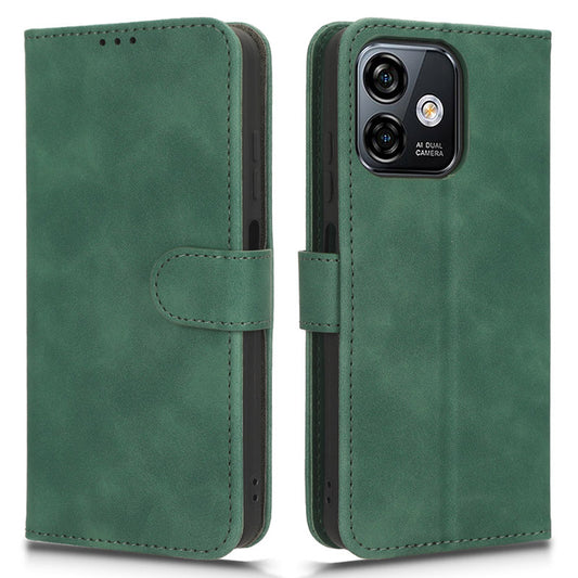 Uniqkart for Ulefone Note 16 Pro Stand Wallet Cell Phone Case Skin-touch PU Leather + TPU Phone Cover - Green
