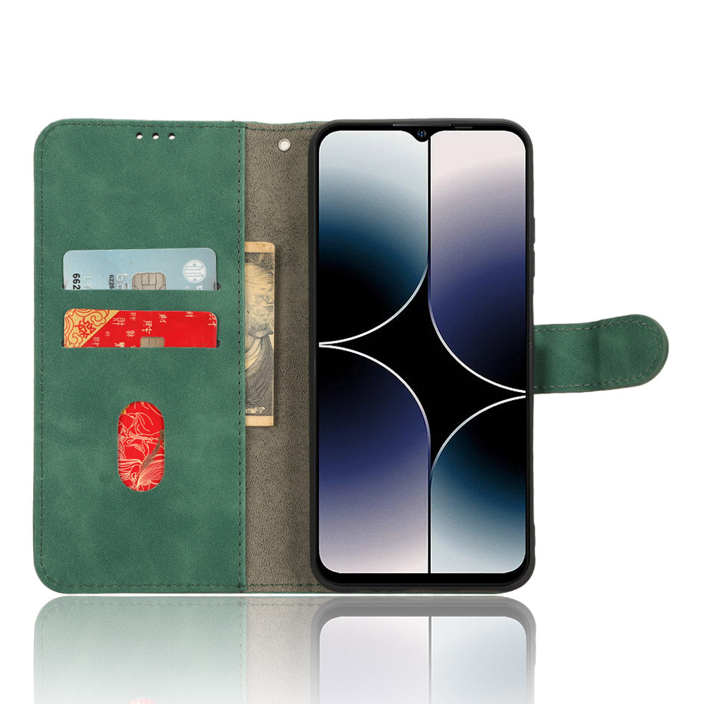 Uniqkart for Ulefone Note 16 Pro Stand Wallet Cell Phone Case Skin-touch PU Leather + TPU Phone Cover - Green