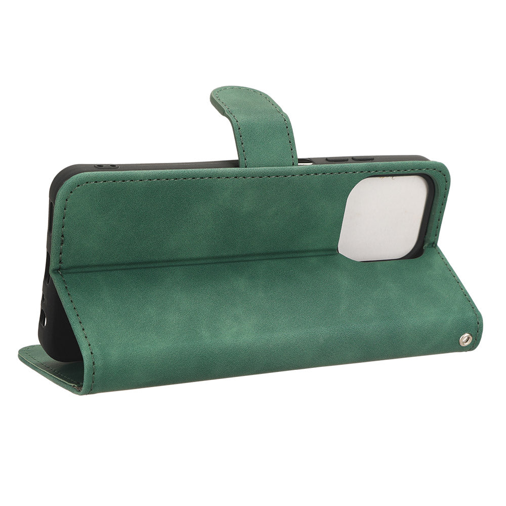 Uniqkart for Ulefone Note 16 Pro Stand Wallet Cell Phone Case Skin-touch PU Leather + TPU Phone Cover - Green