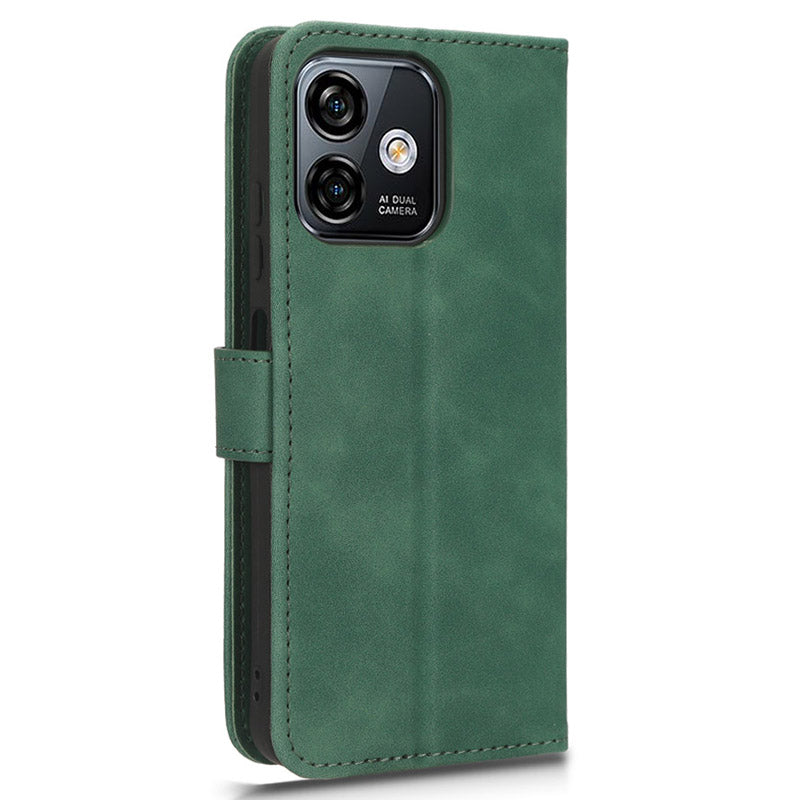 Uniqkart for Ulefone Note 16 Pro Stand Wallet Cell Phone Case Skin-touch PU Leather + TPU Phone Cover - Green