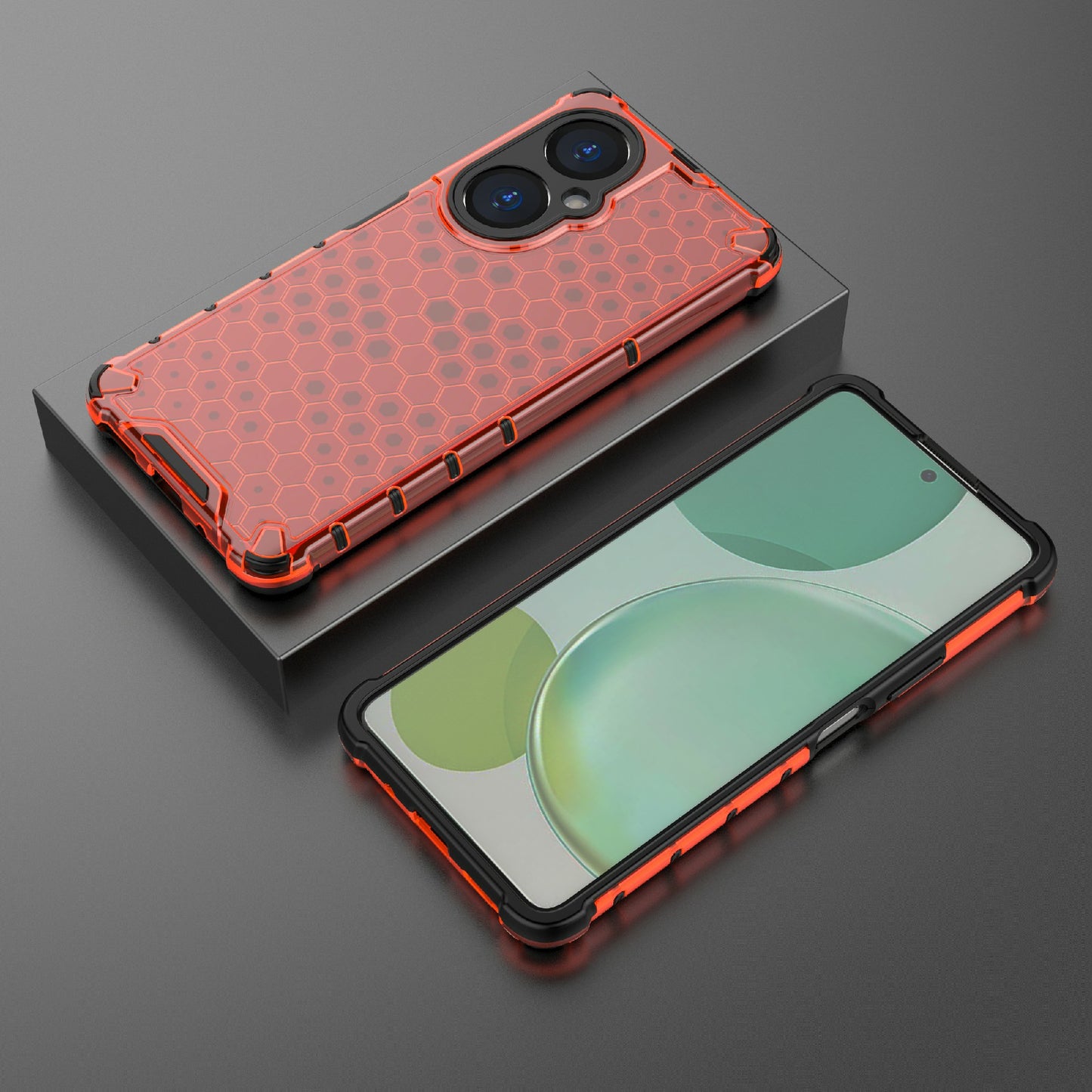 Uniqkart for Huawei Nova 11i Honeycomb Texture TPU+PC Cover Drop-proof Phone Case - Red