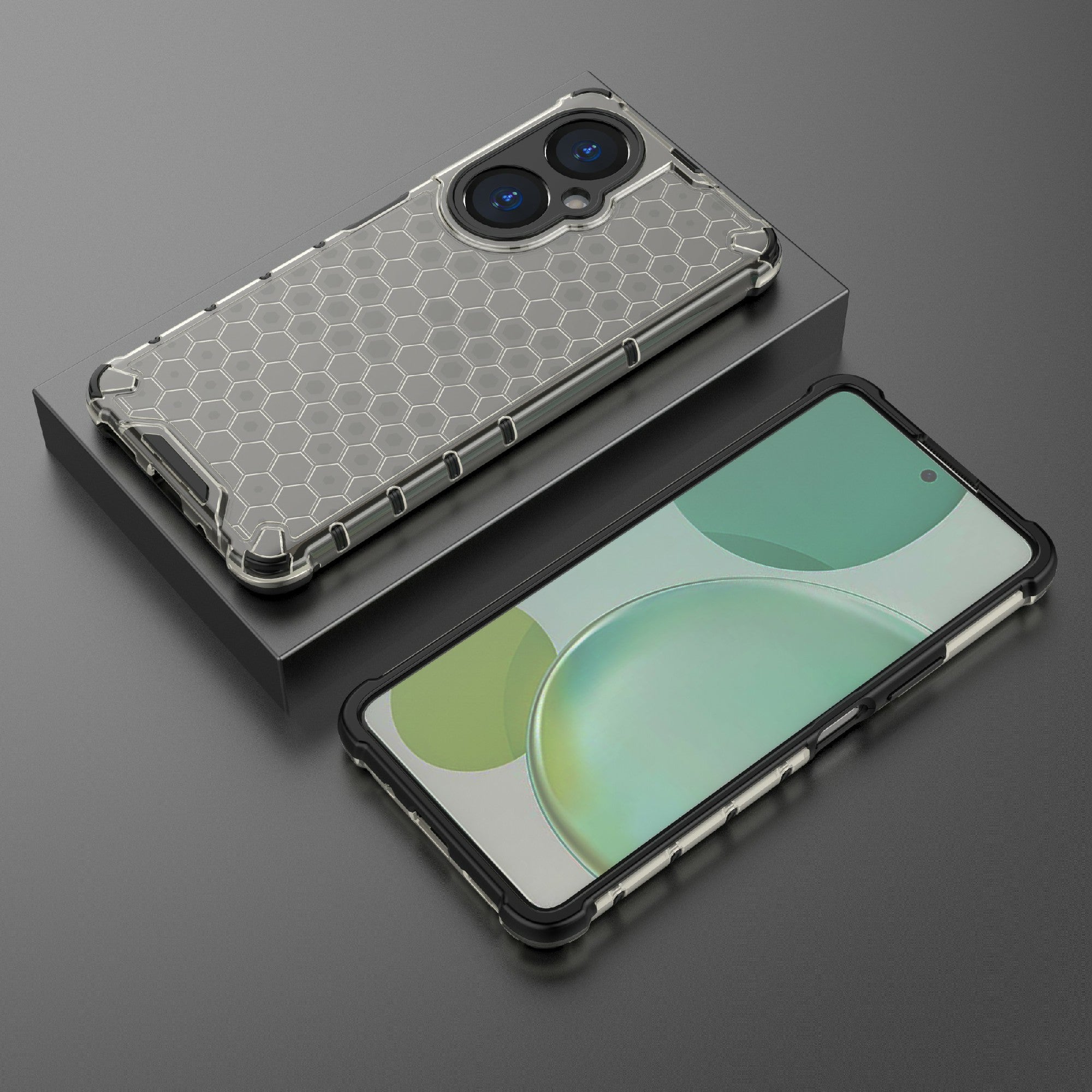 Uniqkart for Huawei Nova 11i Honeycomb Texture TPU+PC Cover Drop-proof Phone Case - Black
