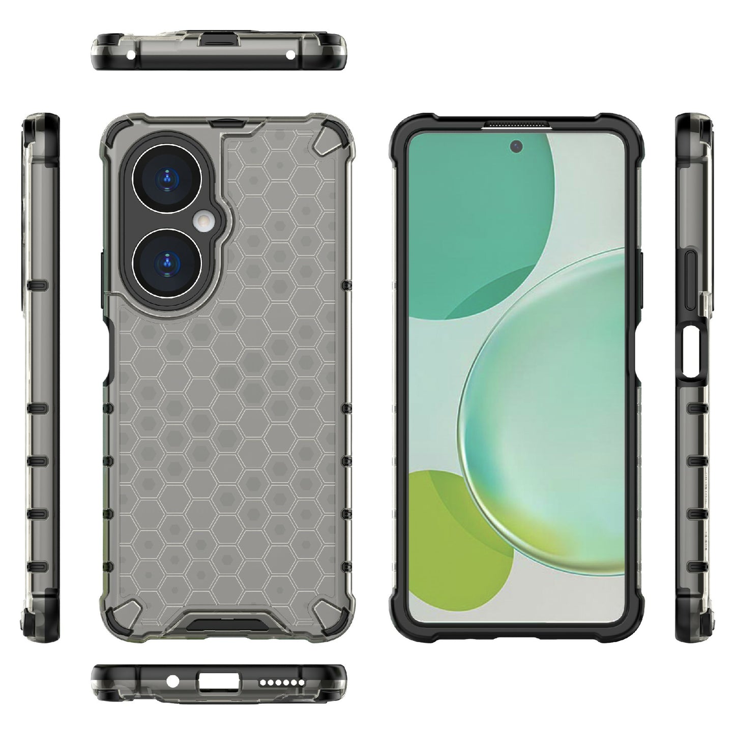 Uniqkart for Huawei Nova 11i Honeycomb Texture TPU+PC Cover Drop-proof Phone Case - Black