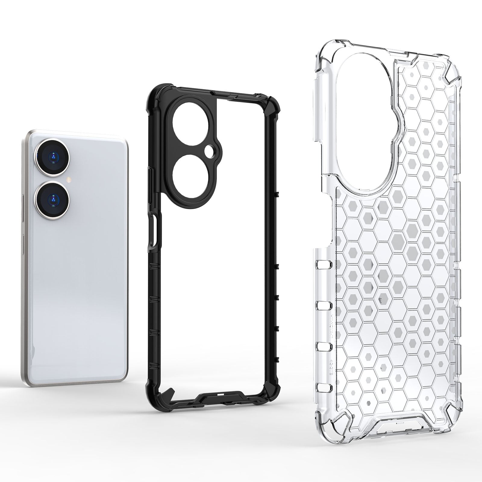 Uniqkart for Huawei Nova 11i Honeycomb Texture TPU+PC Cover Drop-proof Phone Case - Black