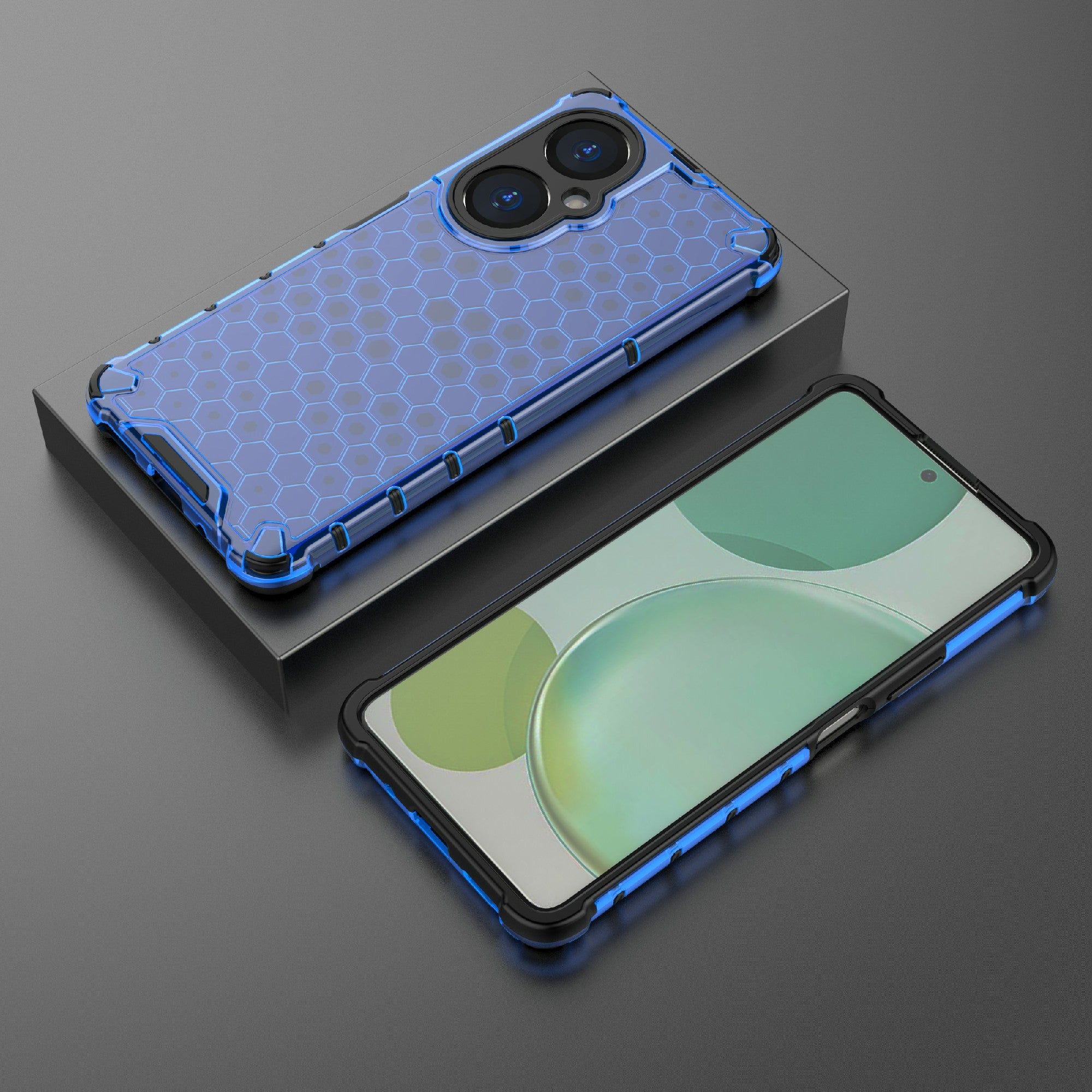 Uniqkart for Huawei Nova 11i Honeycomb Texture TPU+PC Cover Drop-proof Phone Case - Blue
