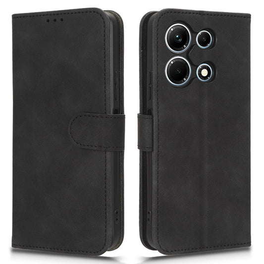 Uniqkart for Infinix Note 30 4G Skin-touch PU Leather Phone Case Wallet Stand Protective Phone Cover - Black
