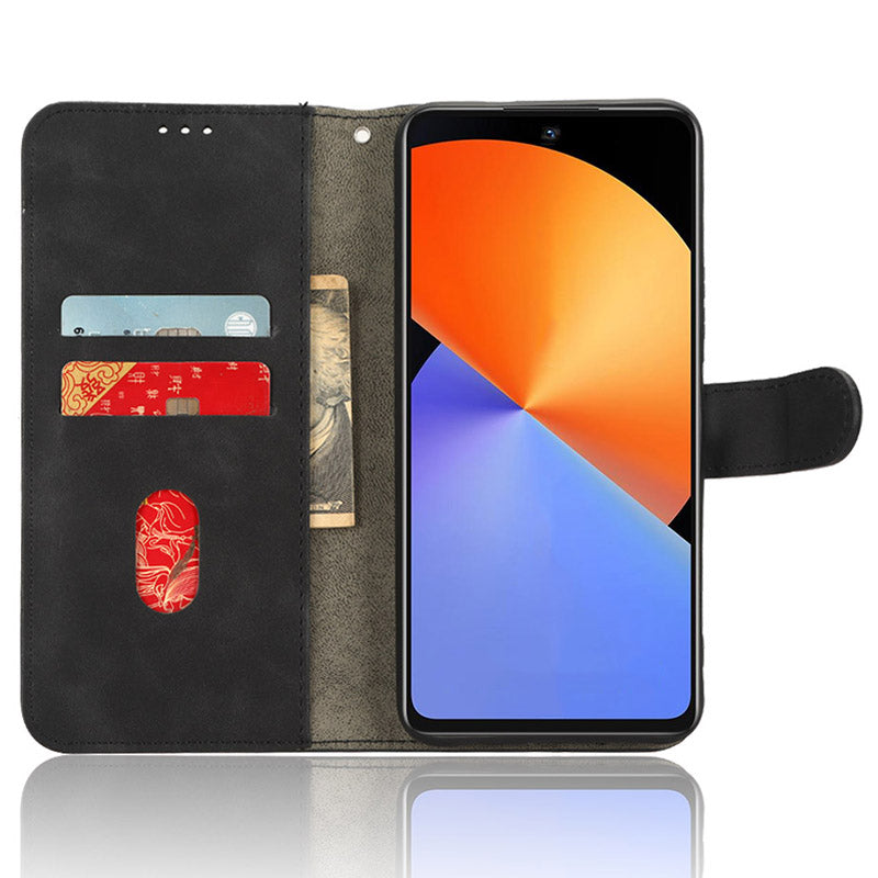 Uniqkart for Infinix Note 30 4G Skin-touch PU Leather Phone Case Wallet Stand Protective Phone Cover - Black