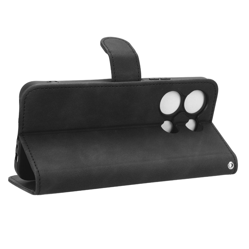 Uniqkart for Infinix Note 30 4G Skin-touch PU Leather Phone Case Wallet Stand Protective Phone Cover - Black