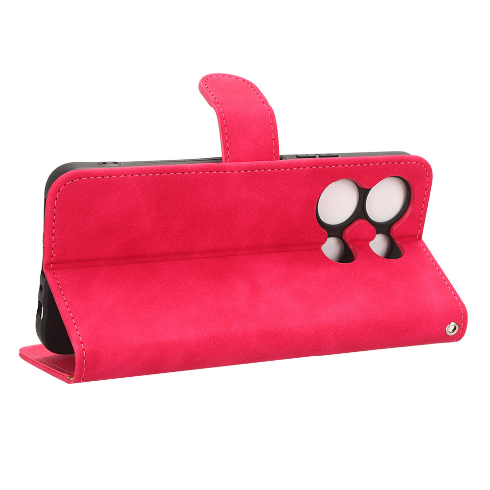 Uniqkart for Infinix Note 30 4G Skin-touch PU Leather Phone Case Wallet Stand Protective Phone Cover - Rose