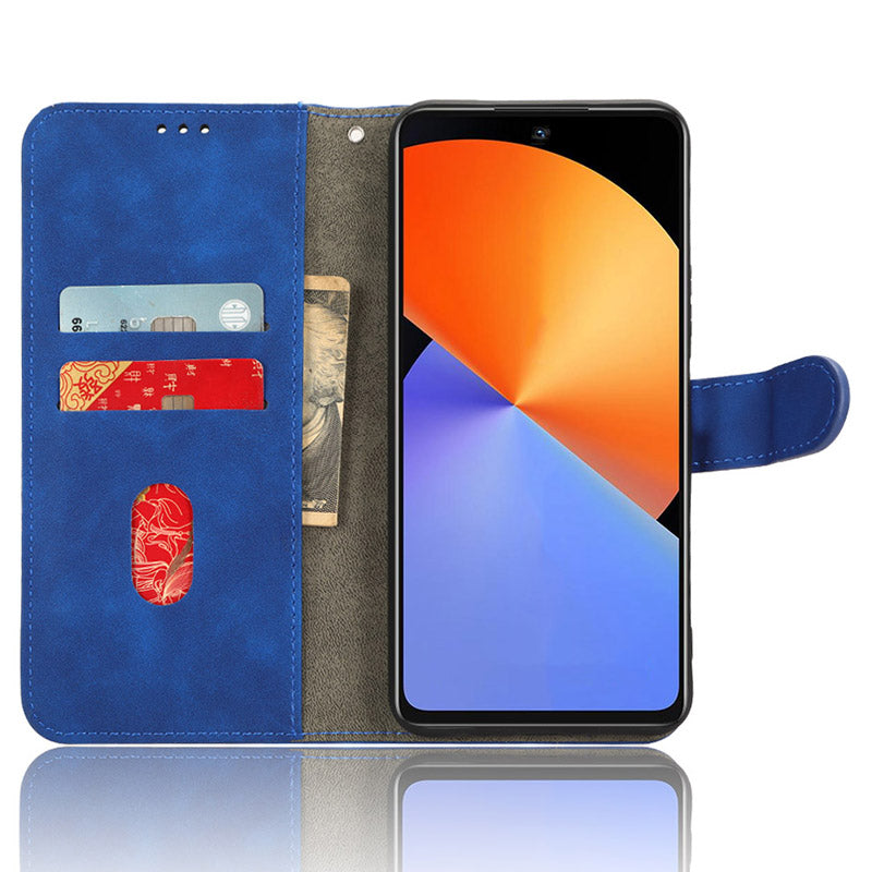 Uniqkart for Infinix Note 30 4G Skin-touch PU Leather Phone Case Wallet Stand Protective Phone Cover - Blue