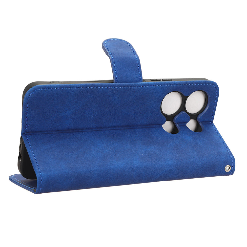 Uniqkart for Infinix Note 30 4G Skin-touch PU Leather Phone Case Wallet Stand Protective Phone Cover - Blue