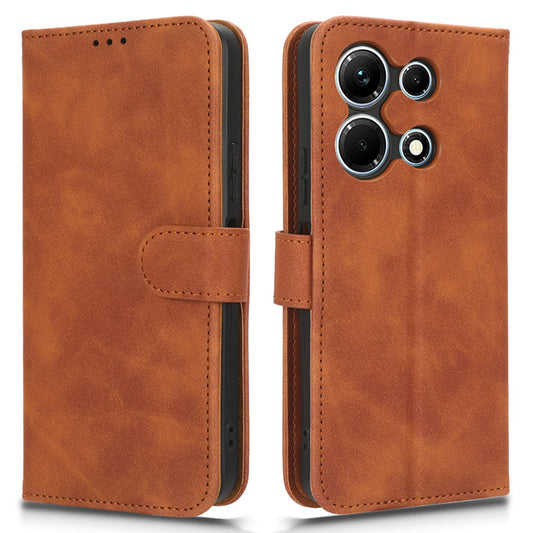 Uniqkart for Infinix Note 30 4G Skin-touch PU Leather Phone Case Wallet Stand Protective Phone Cover - Brown