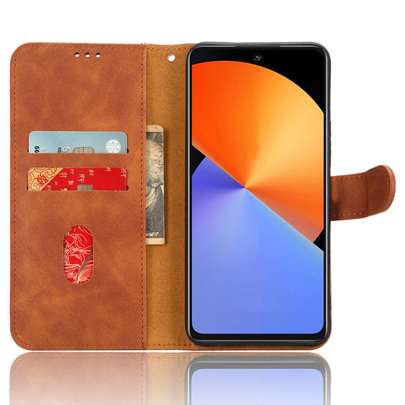 Uniqkart for Infinix Note 30 4G Skin-touch PU Leather Phone Case Wallet Stand Protective Phone Cover - Brown