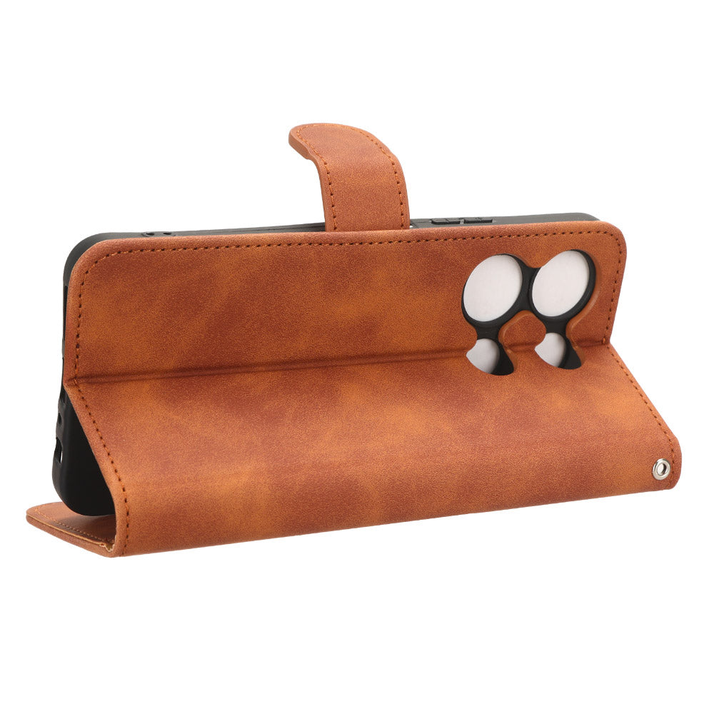 Uniqkart for Infinix Note 30 4G Skin-touch PU Leather Phone Case Wallet Stand Protective Phone Cover - Brown
