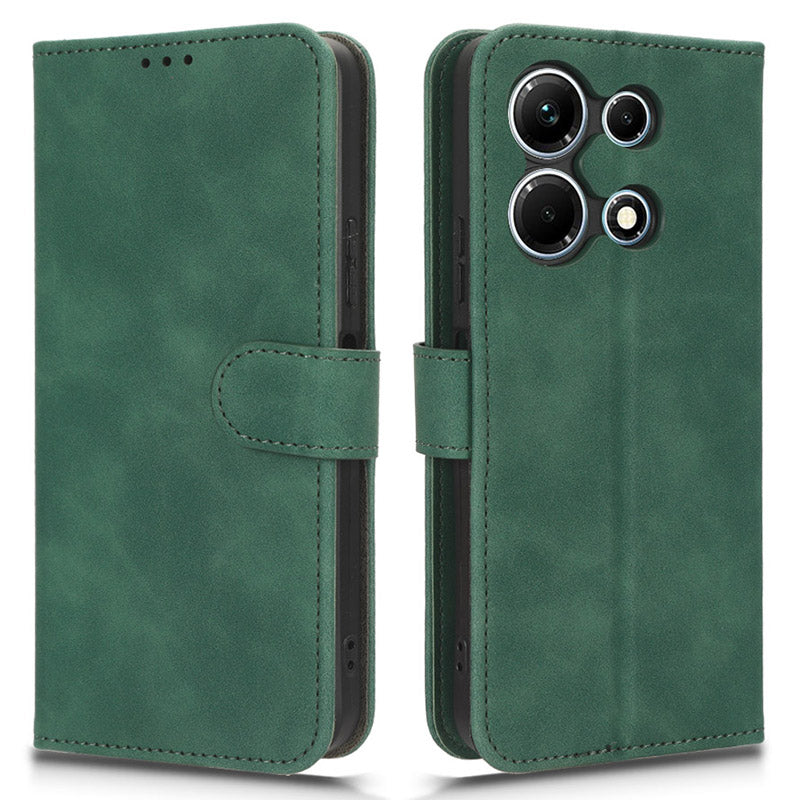 Uniqkart for Infinix Note 30 4G Skin-touch PU Leather Phone Case Wallet Stand Protective Phone Cover - Green