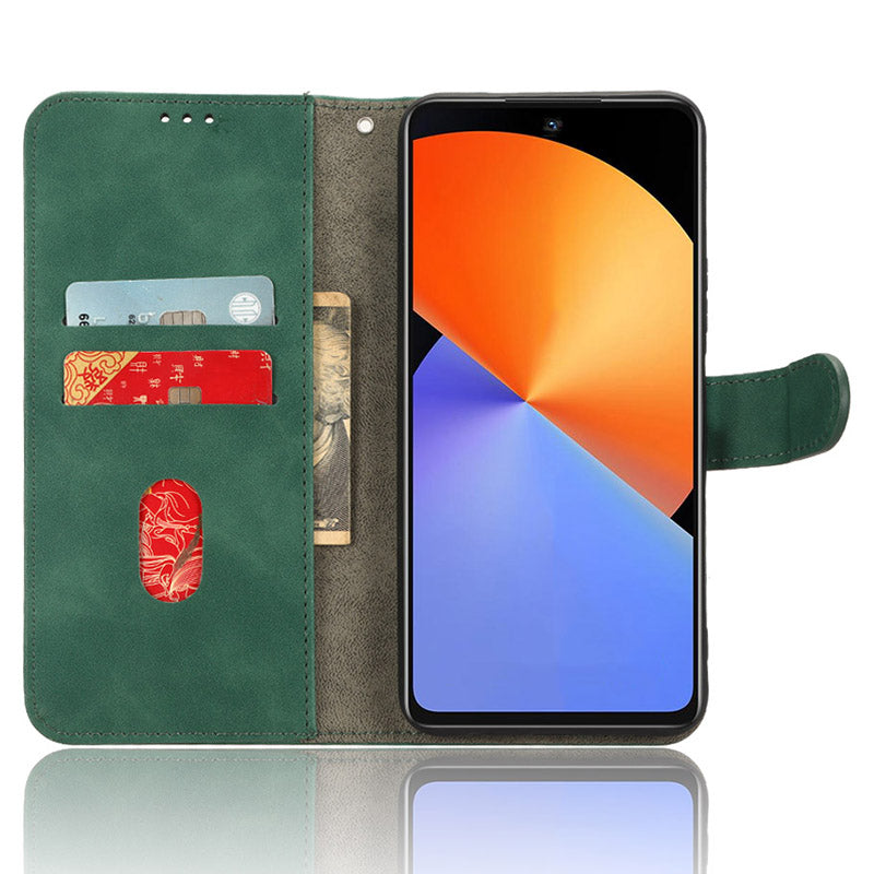 Uniqkart for Infinix Note 30 4G Skin-touch PU Leather Phone Case Wallet Stand Protective Phone Cover - Green