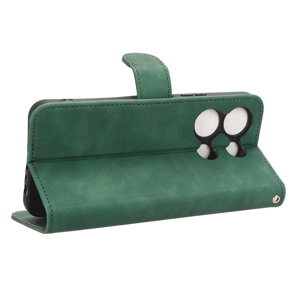 Uniqkart for Infinix Note 30 4G Skin-touch PU Leather Phone Case Wallet Stand Protective Phone Cover - Green