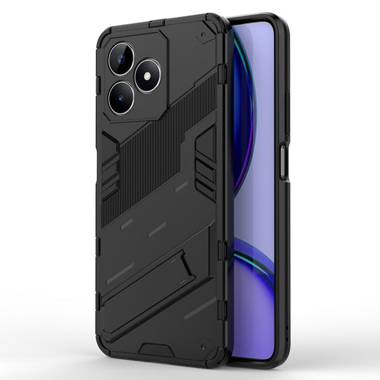 Uniqkart for Realme C53 4G Kickstand Back Case PC+TPU Shockproof Phone Cover - Black