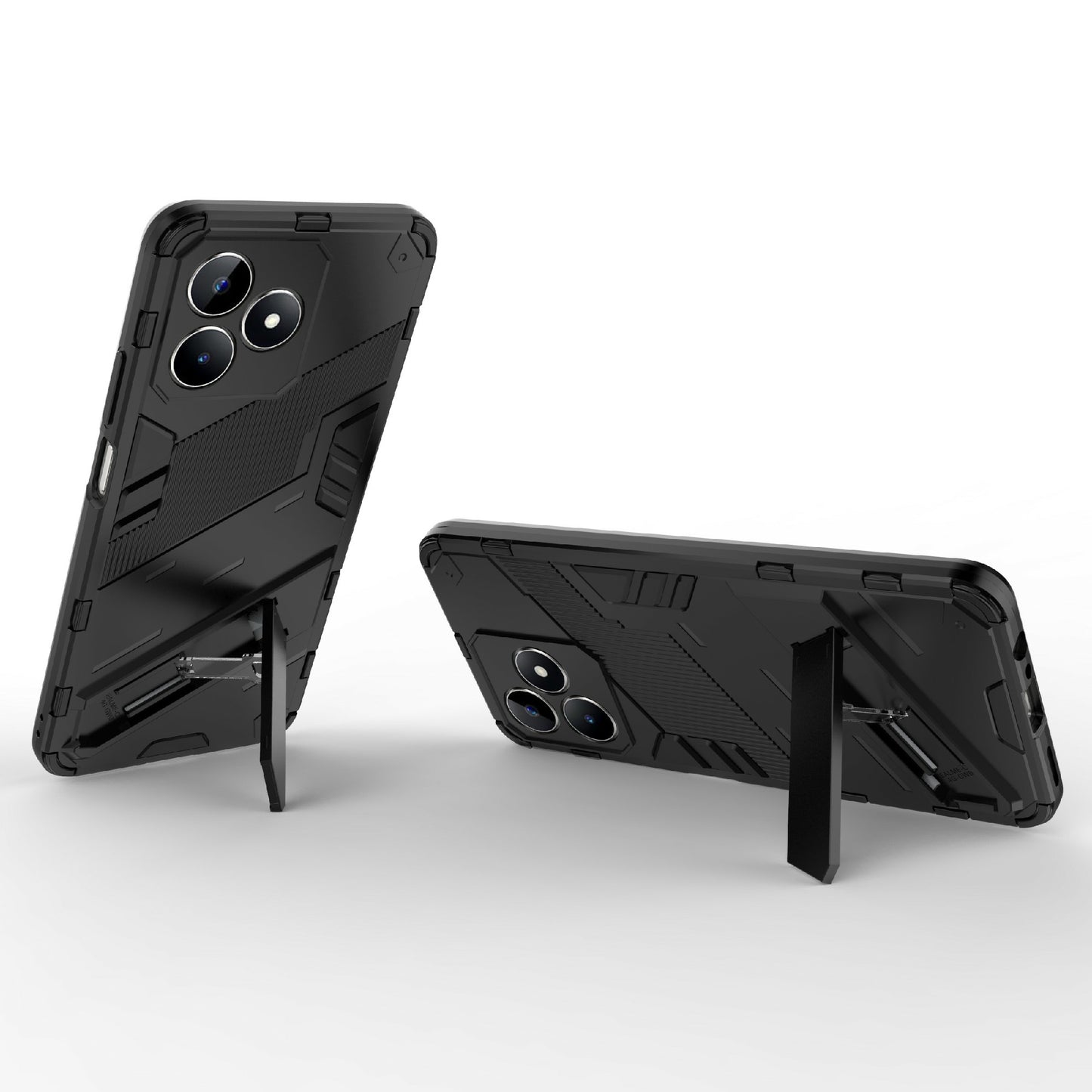 Uniqkart for Realme C53 4G Kickstand Back Case PC+TPU Shockproof Phone Cover - Black