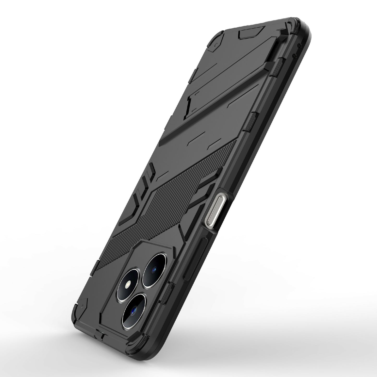 Uniqkart for Realme C53 4G Kickstand Back Case PC+TPU Shockproof Phone Cover - Black