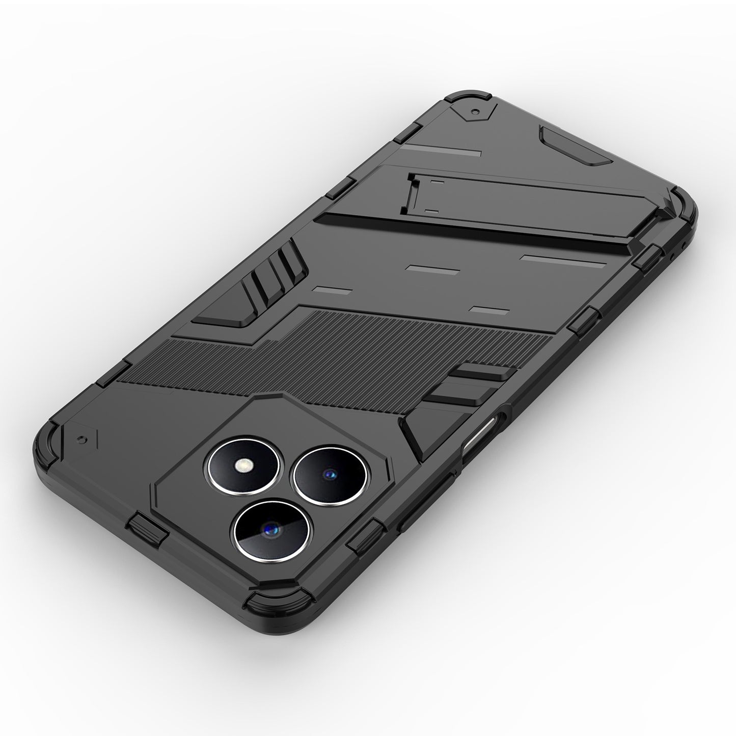 Uniqkart for Realme C53 4G Kickstand Back Case PC+TPU Shockproof Phone Cover - Black