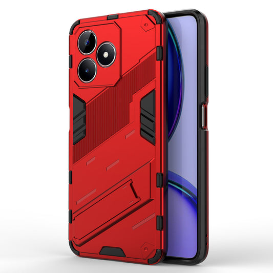 Uniqkart for Realme C53 4G Kickstand Back Case PC+TPU Shockproof Phone Cover - Red