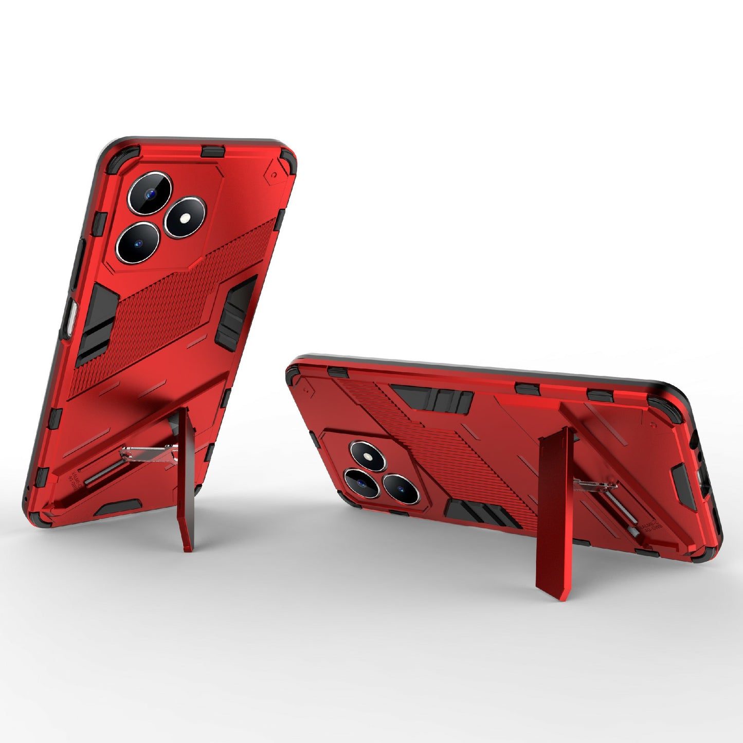Uniqkart for Realme C53 4G Kickstand Back Case PC+TPU Shockproof Phone Cover - Red