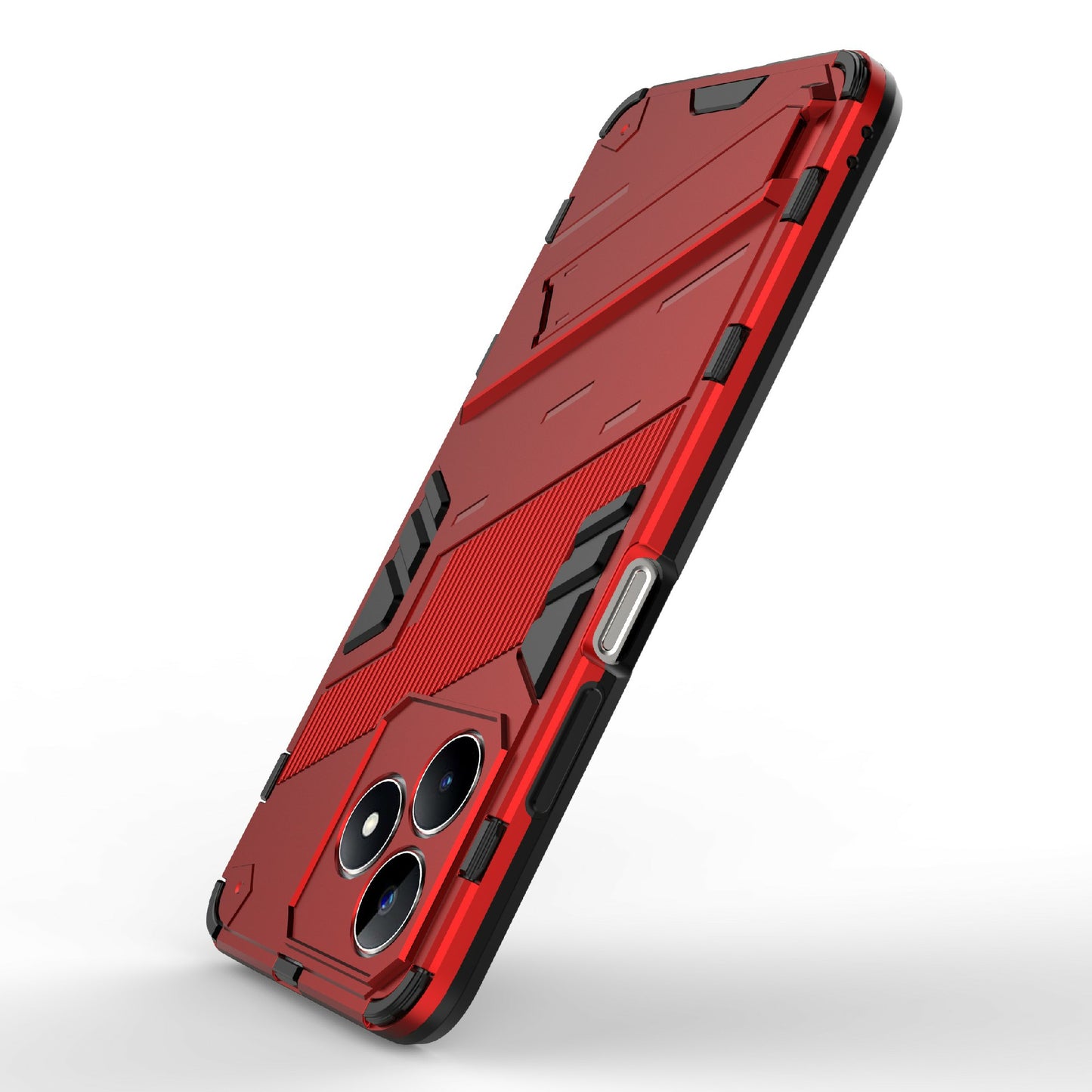 Uniqkart for Realme C53 4G Kickstand Back Case PC+TPU Shockproof Phone Cover - Red