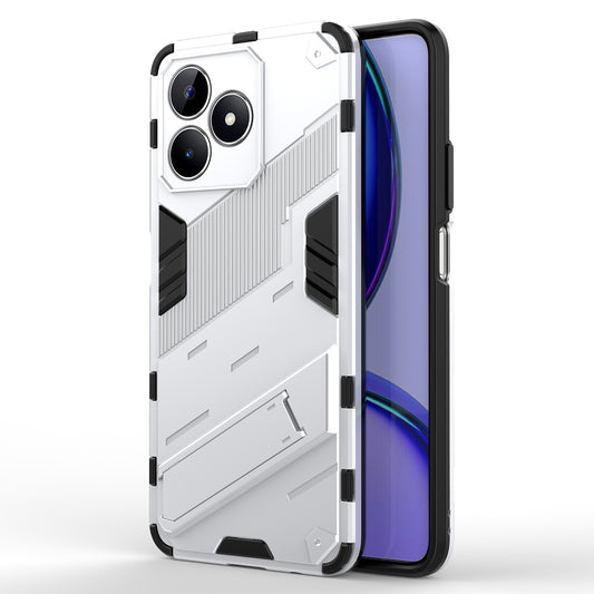Uniqkart for Realme C53 4G Kickstand Back Case PC+TPU Shockproof Phone Cover - White