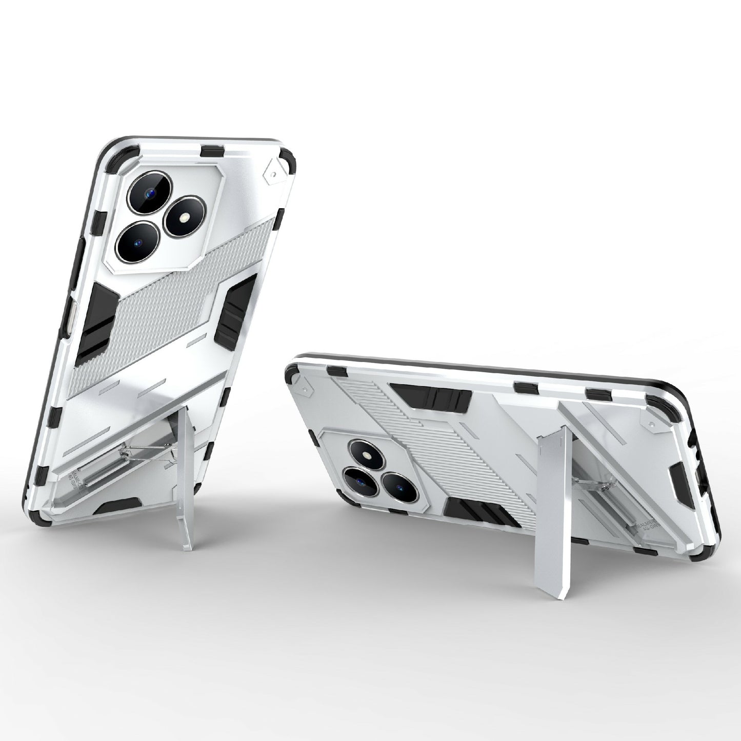 Uniqkart for Realme C53 4G Kickstand Back Case PC+TPU Shockproof Phone Cover - White