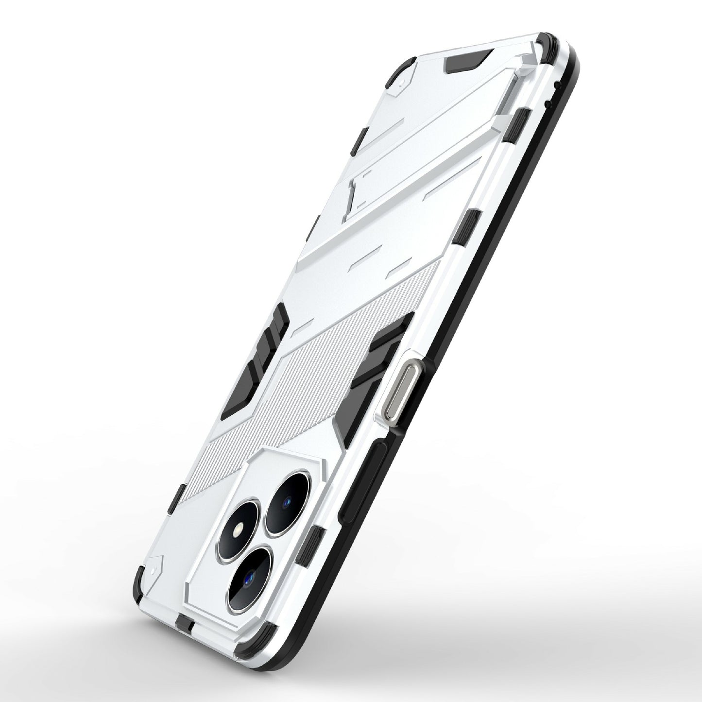 Uniqkart for Realme C53 4G Kickstand Back Case PC+TPU Shockproof Phone Cover - White